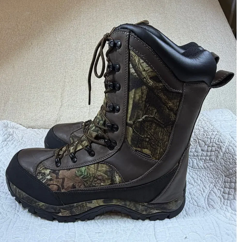 Guide Gear Men's 11 Brown Camo Insulated Waterproof Lace Up Hunting Boots Winter
